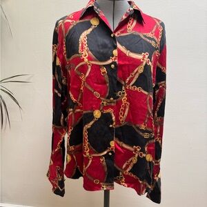 Stylish Red and Black Chain Print Men's Shirt
